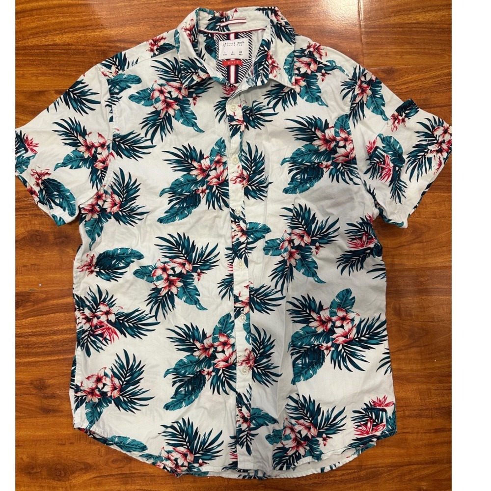 Cactus Man Ricky Singh Mens Shirt Slim Hawaiian 100%‎ Cotton Short Sleeve Sz L
